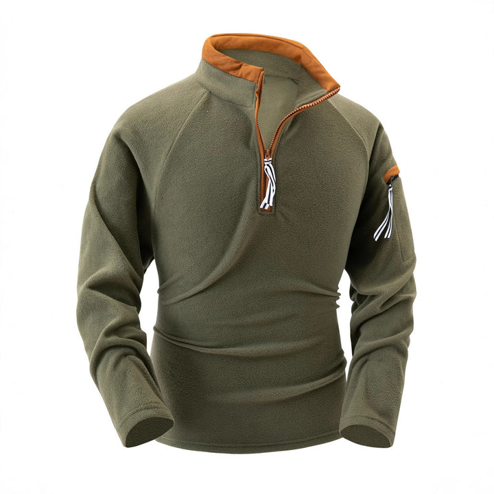 Herrer fleece-pullover med høj krave og lynlås Stilla
