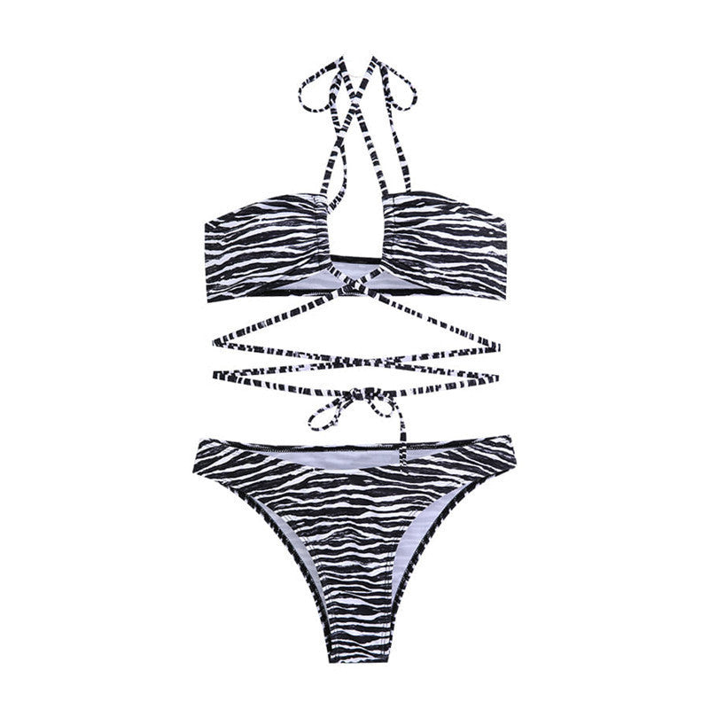 Femme Strappy Cut-Out Zebrastribet Bikini Sæt Stilla