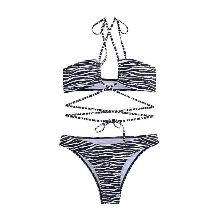 Femme Strappy Cut-Out Zebrastribet Bikini Sæt Stilla