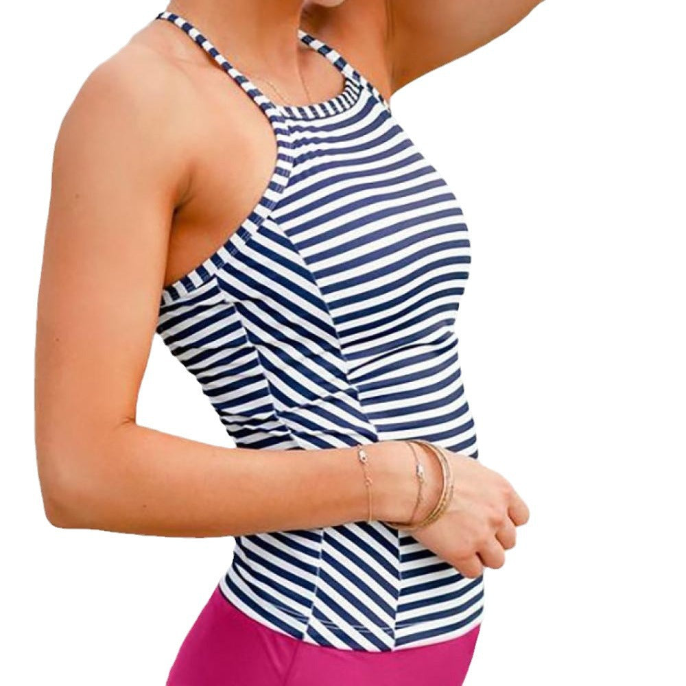 Dame stribet Halter-Bikini-Top-Sæt Stilla