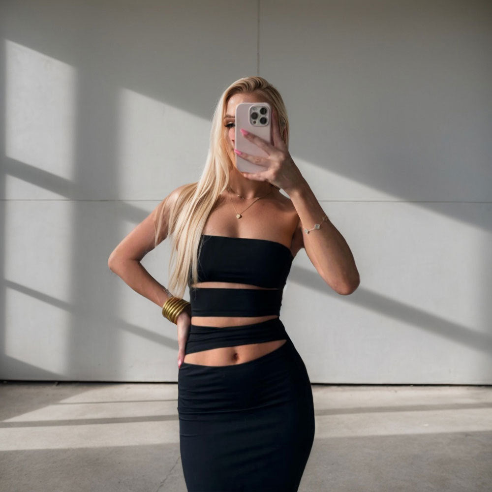 Kvinders bodycon kjole med bandeau udskæring og praktiske udskæringsdetaljer Stilla