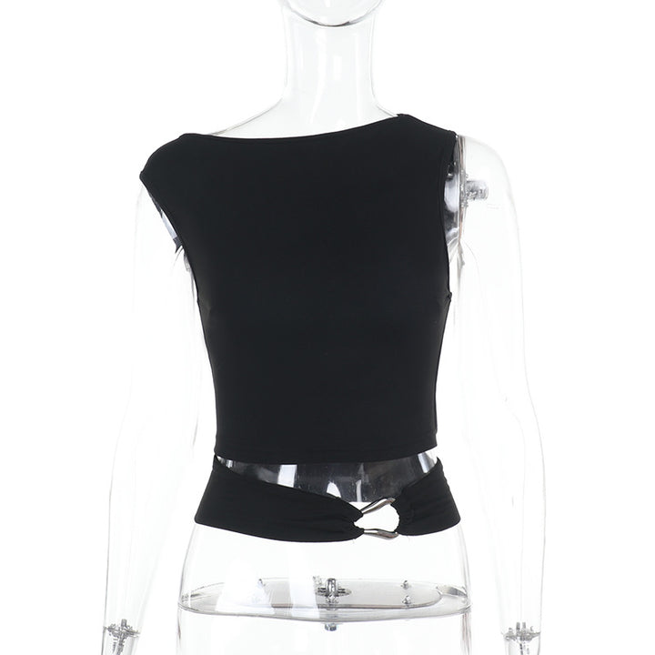 Dame Fitted Crop-Top med smart ringdetalje Skovae