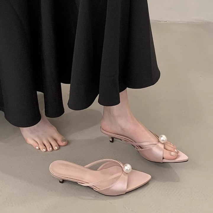 Damer elegante Slingback-hæle med perleaccent Stilla
