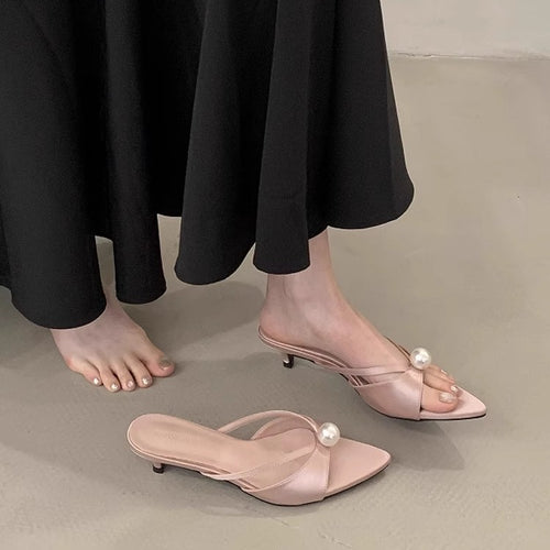 Damer elegante Slingback-hæle med perleaccent Stilla
