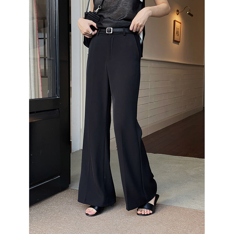 Dame bred High-Waist bukser med elegante folder og praktiske lommer Stilla