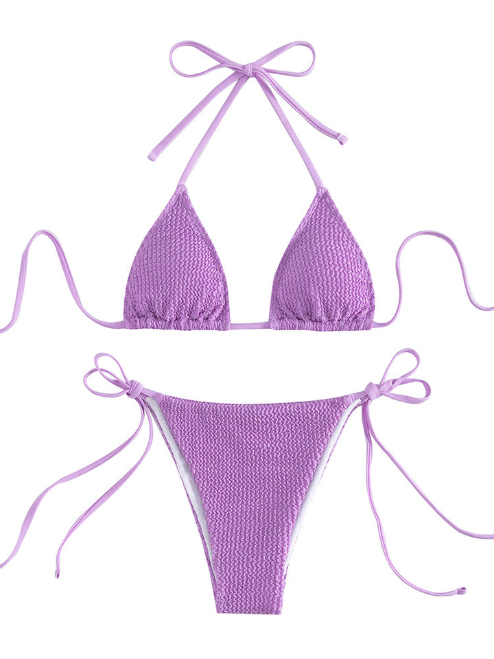 Dame Triangel-Bikini med rynker og justerbare stropper Stilla