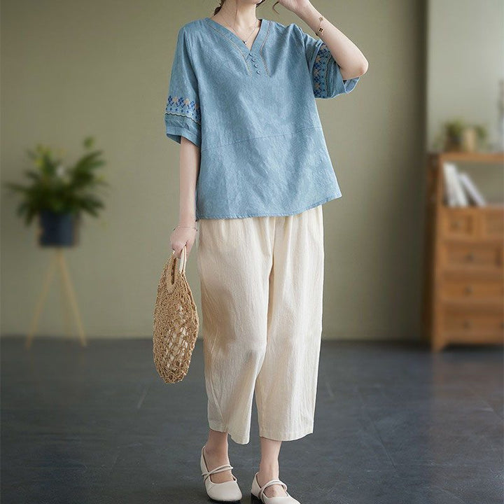 Femme Casual Broderet Overdel Stilla