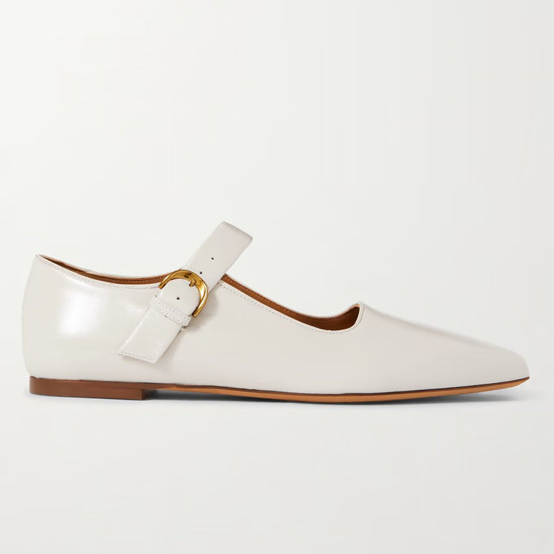 Dame Elegant Spids-Tå Ankelrem Ballerinaer med gylden spænde Stilla