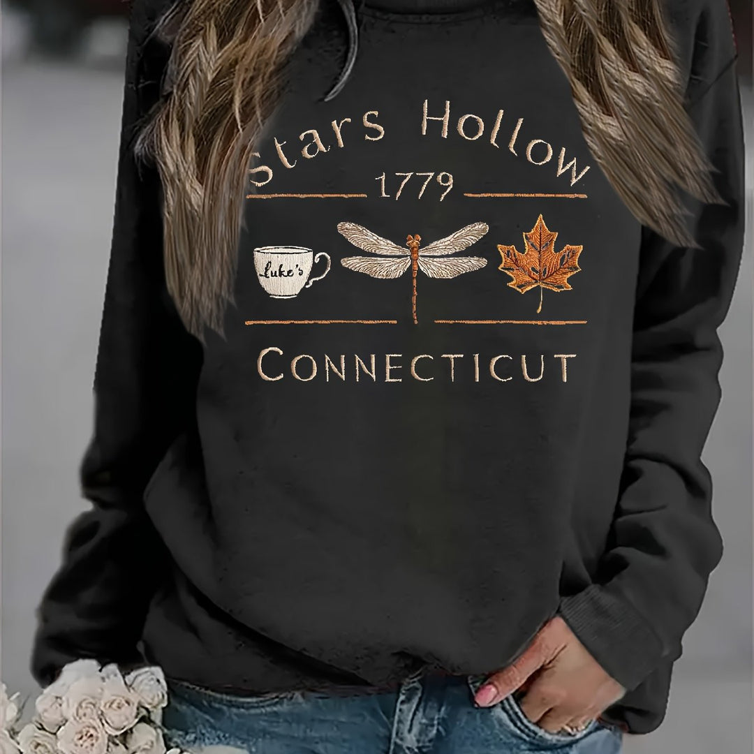 Kvinders sweatshirt med kreativt Stars Hollow motiv Stilla