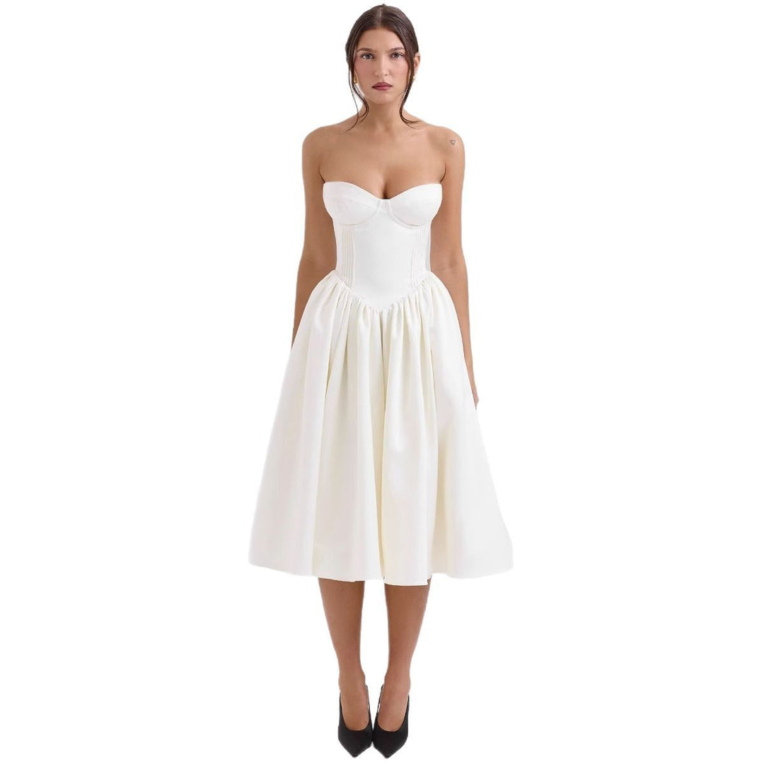 Dame couture kjole i off-the-shoulder design med rummelig nederdel Skovae