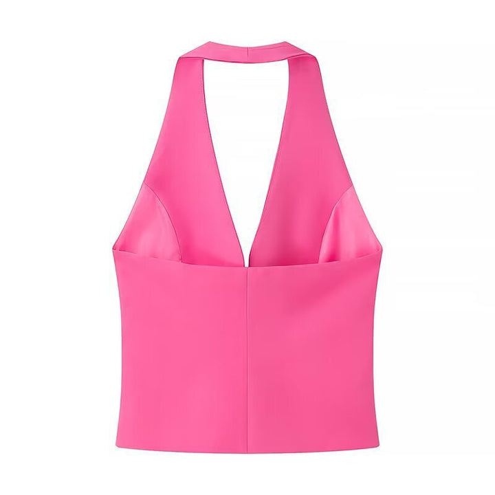 Dame Elegant halterneck top med innovativt spænde design Stilla