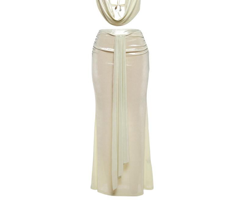 Dame Elegant Wrap Skirt med skinnende detaljer Stilla