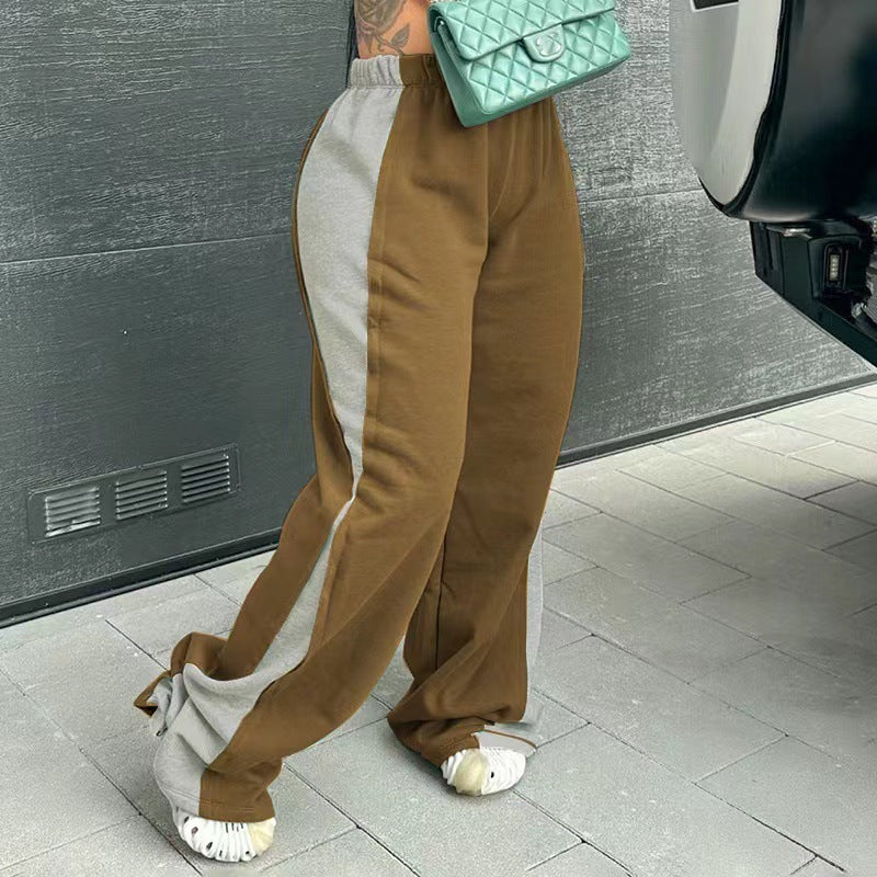 Dame Sporty Sweatpants med sidelæns kontraster og komfortable manchetter Stilla