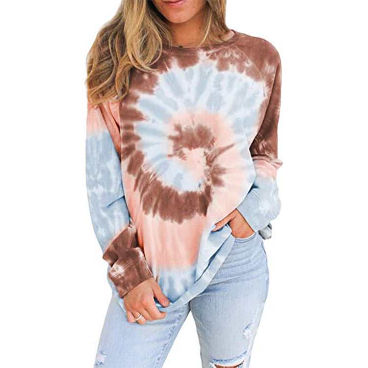Dame løs sweatshirt med hypnotiserende tie-dye-mønster Stilla