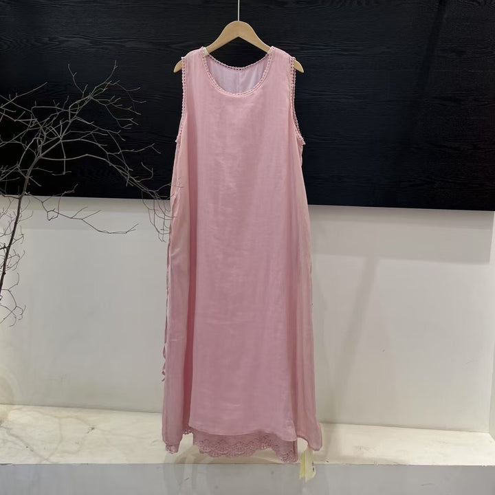 Femme Elegante Maxi Kjole med Delikat Spidsbesætning Stilla