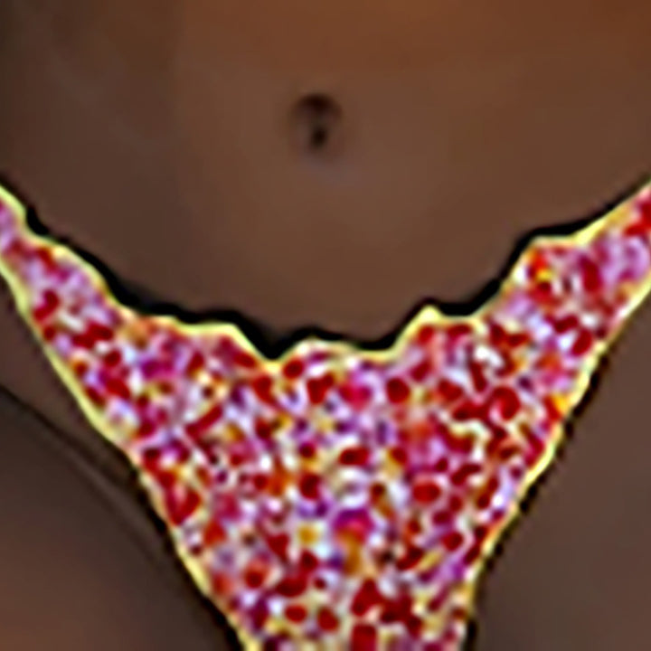 Dame triangel-bikini med farverigt flæsedesign Skovae