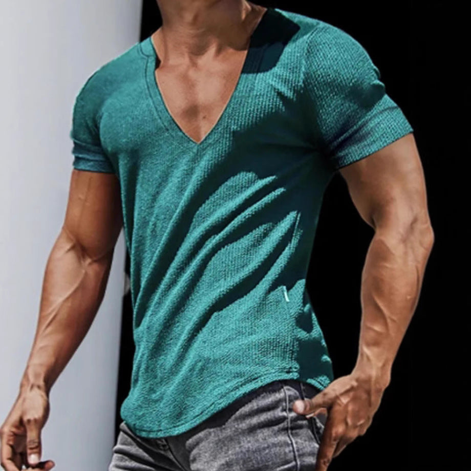 Herrernes V-hals T-shirt med struktureret stof Stilla