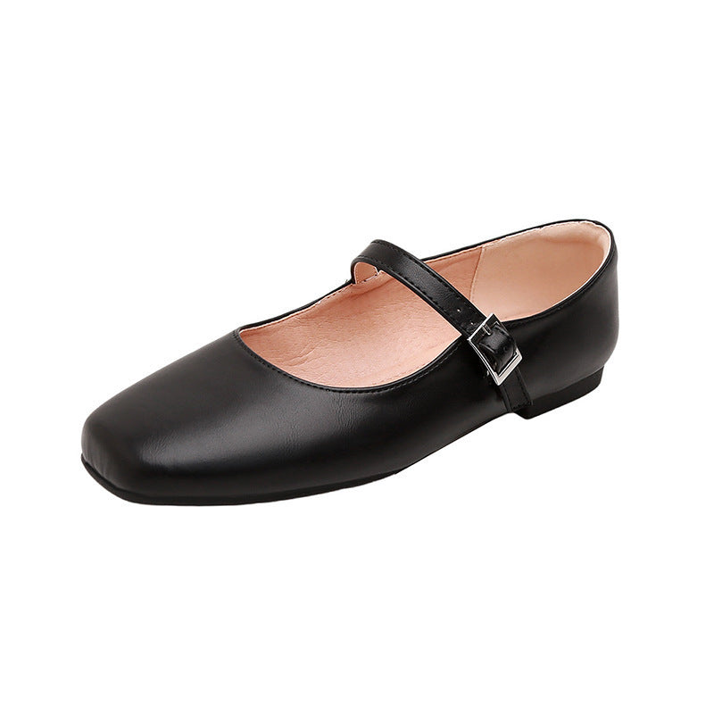 Dame Klassiske Quadratåede Mary Jane Ballerinas med justerbar rem Stilla
