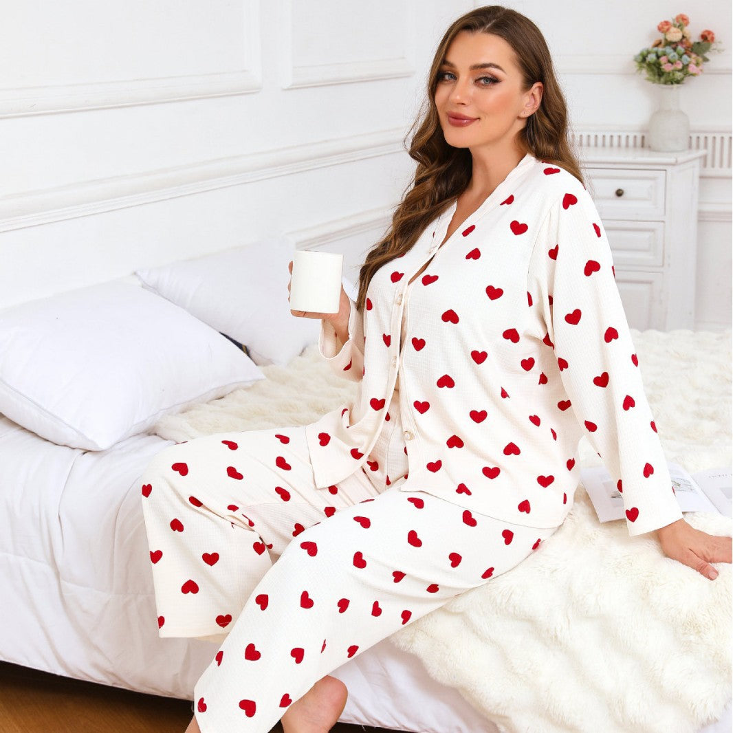 Dame pyjamasæt med hjerte-mønster Stilla