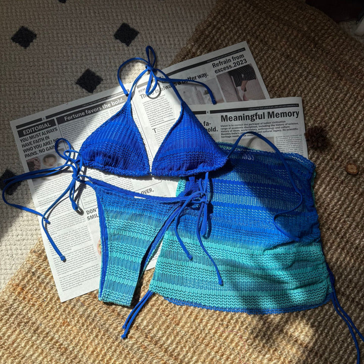 Dame Bikini-sæt med raffineret ribdesign og justerbare knuder Stilla