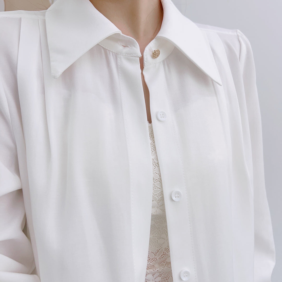 Dame Elegant Langærmet Bluse med klassiske detaljer og moderne snit Stilla