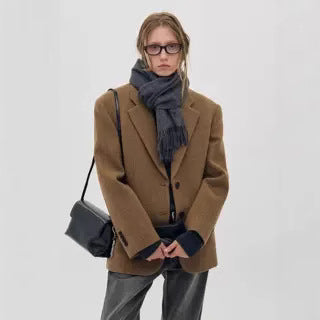 Damer Klassisk Oversized Uld Blazer Stilla