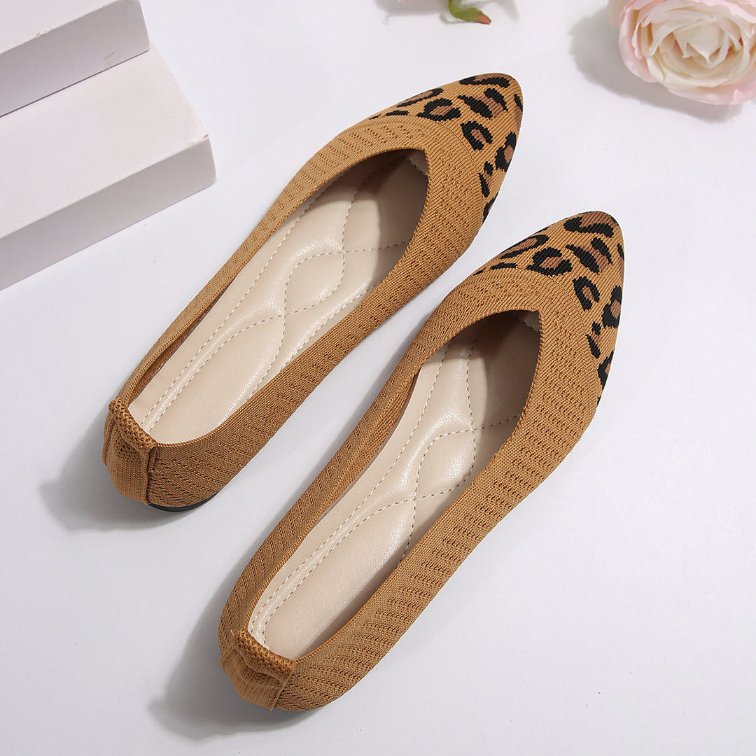 Dame elegante spidse Ballerinas med hulmønster og leopardmønster Stilla