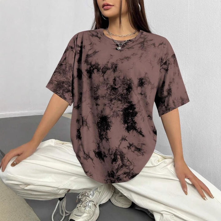Dame Oversized T-Shirt med unikt marmorprint Stilla