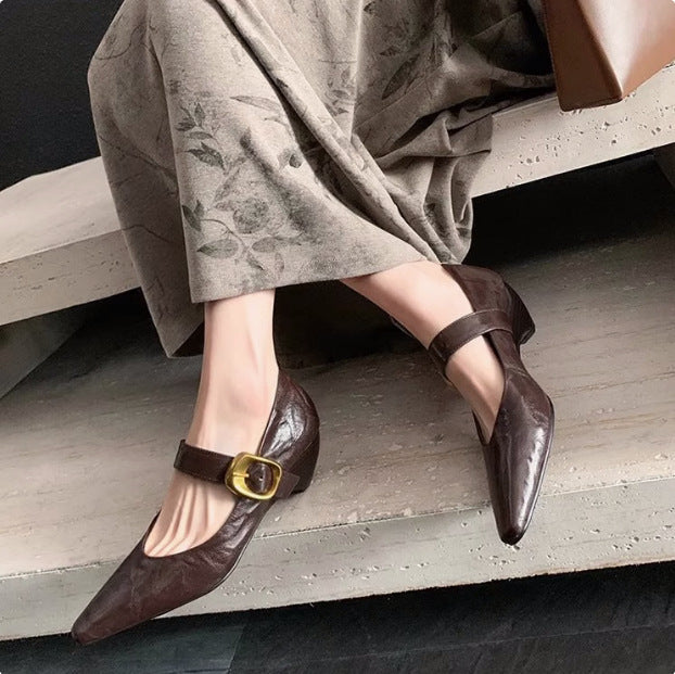 Femme Spids-Tå Mary Jane Hæle med elegant spænde-detalje Stilla
