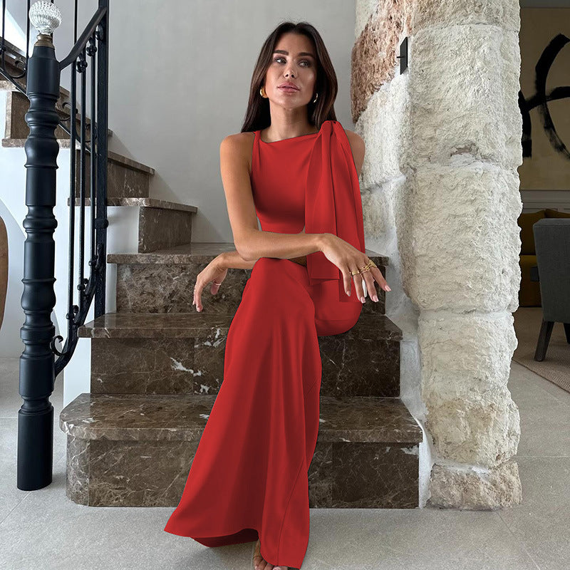 Dame Elegant Maxikjole med asymmetrisk detalje og flydende snit Stilla