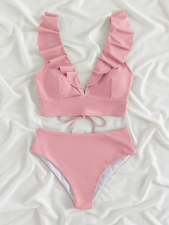 Dame bikini-sæt med flæsede detaljer og raffineret snøre-design Stilla