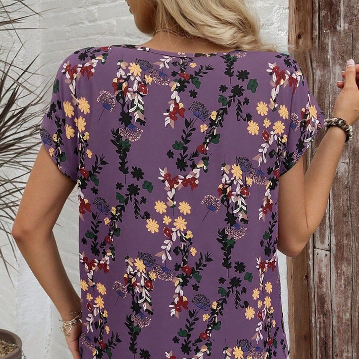 Damer chiffonbluse med blomsterprint og løs pasform Skovae
