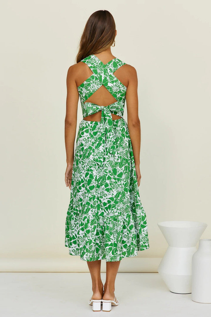 Femme Floral Smocked Maxi Kjole Stilla