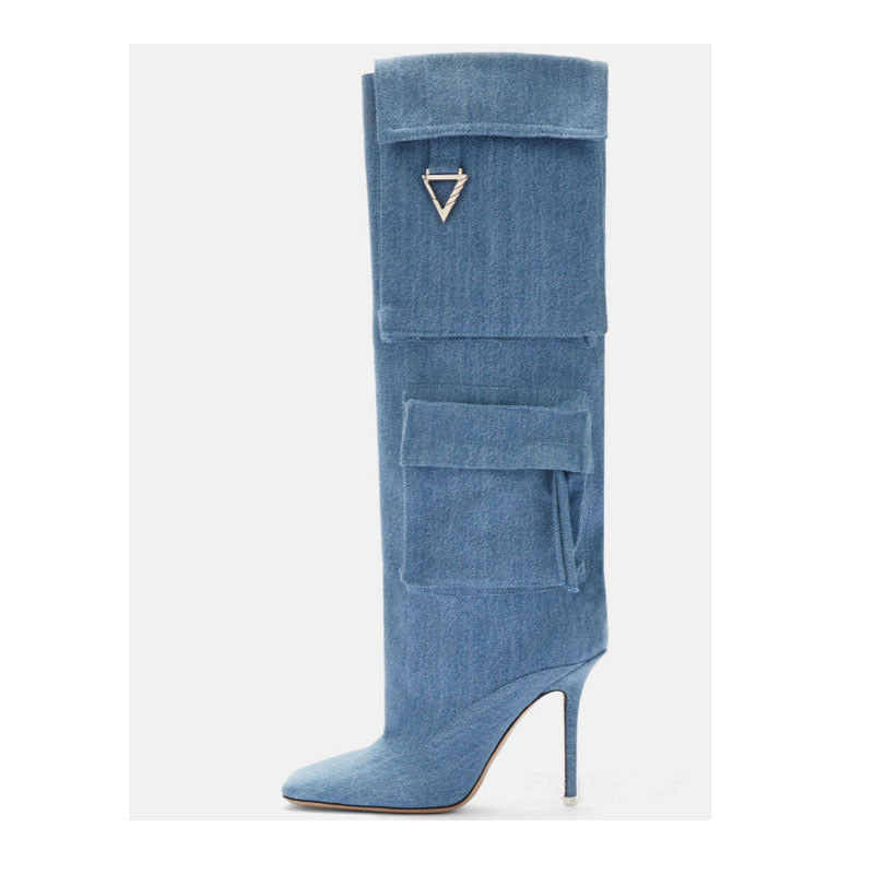 Femme Over-the-Knee Stiletto Støvler med Utility-lomme-detalje Stilla