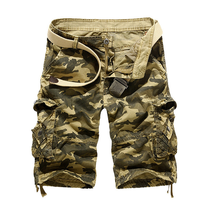 Herrer Camo Cargo-shorts med flere lommer og justerbar talje Stilla