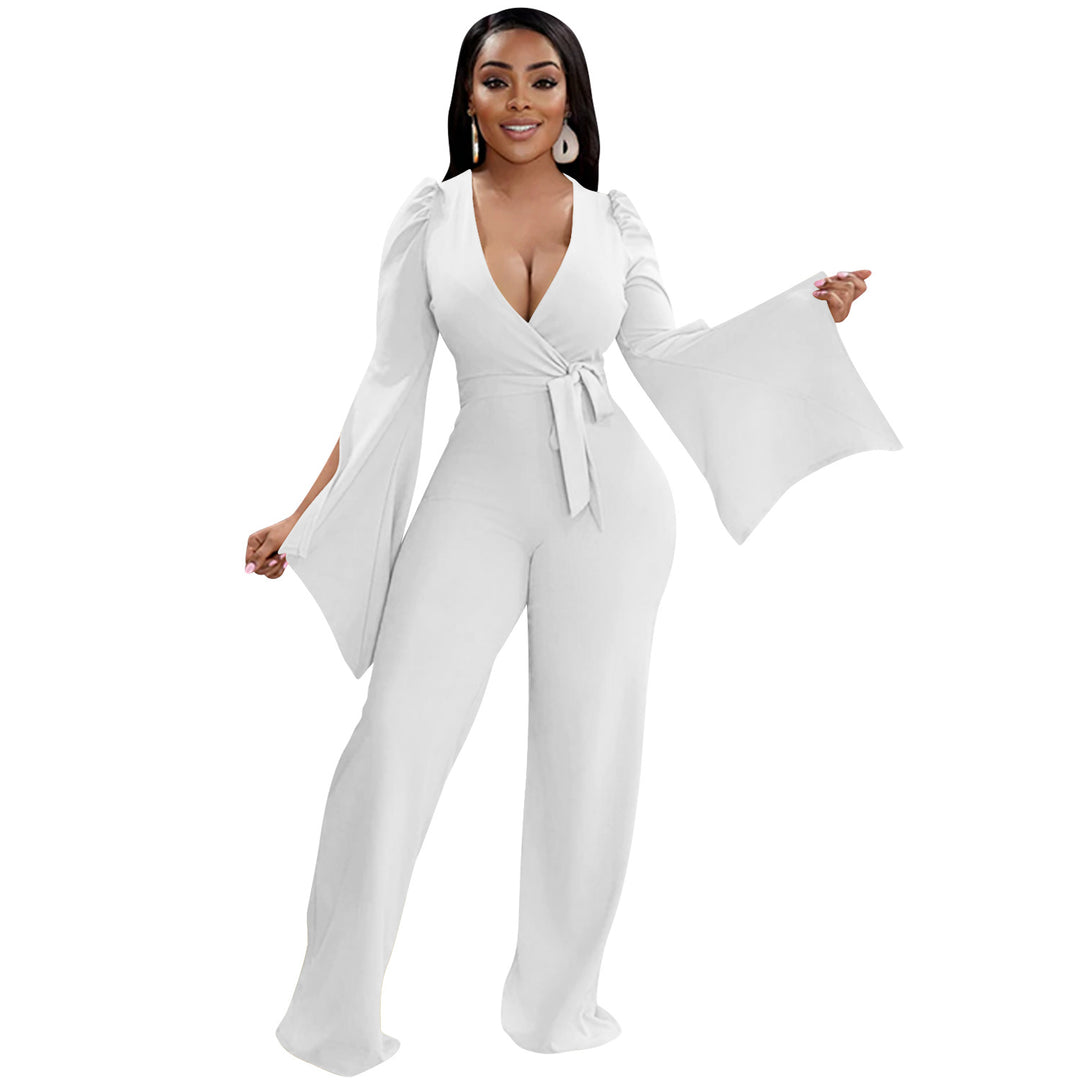 Dame Elegant Jumpsuit med bredde ærmer og figursyet snit Stilla