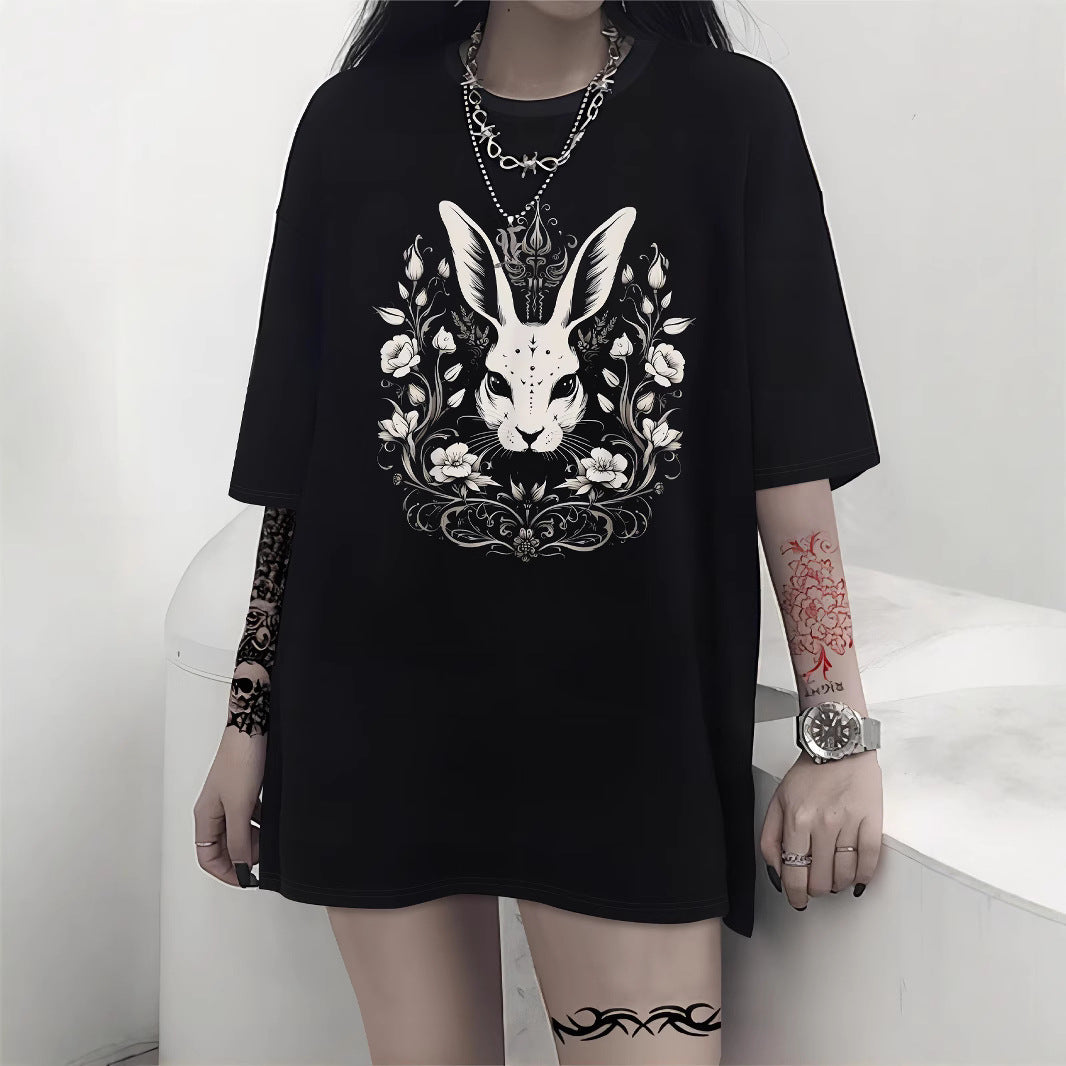 Dame Oversized T-shirt med dekorativt sløjfemotiv Skovae