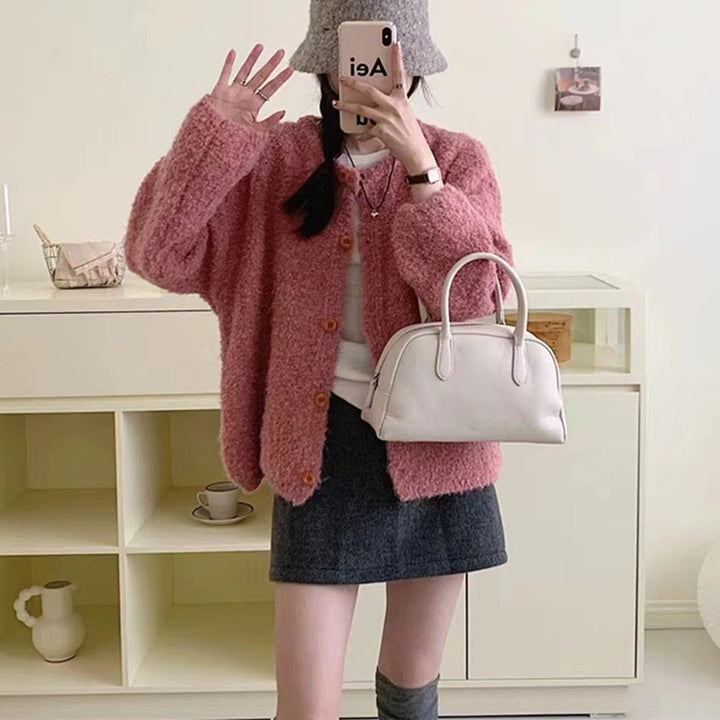Dame Cozy Cardigan med Knapper og Løs Pasform Stilla