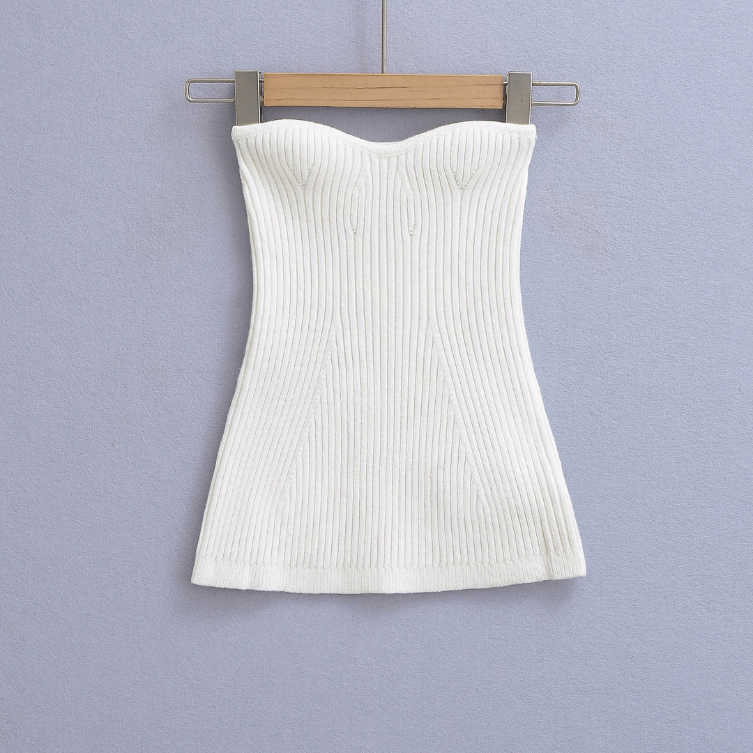 Dame Bandeau-top med fin ribstruktur og elastisk støtte Stilla