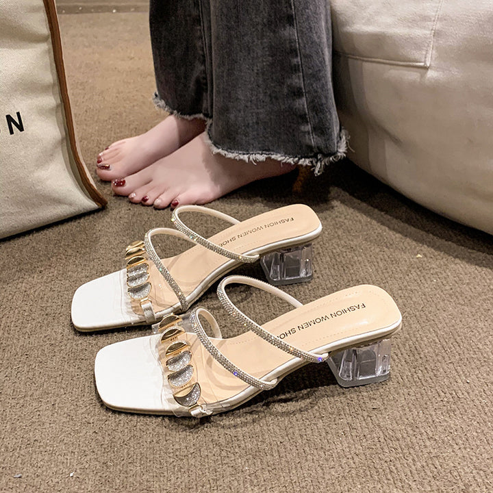 Dame transparente hæle sandaler med funkledende strass-boost Stilla