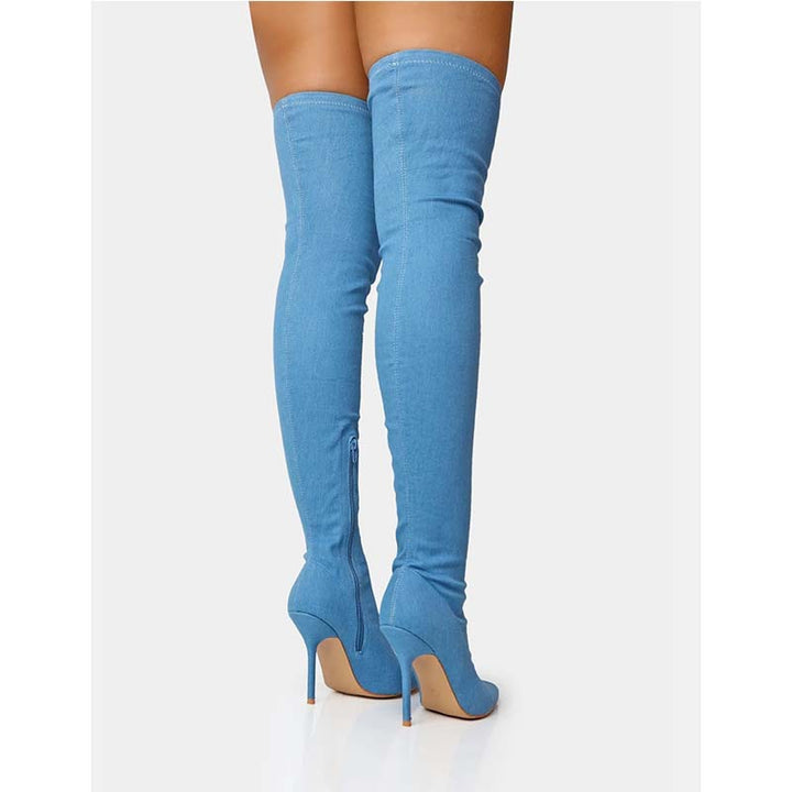Femme Over-the-Knee Denim Stiletto Støvler Stilla 1749727244