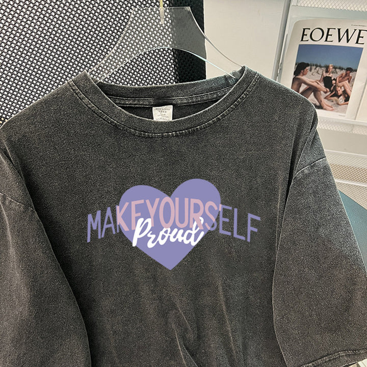 Dame Oversized T-shirt med inspirerende hjerte motif og afslappet pasform Stilla