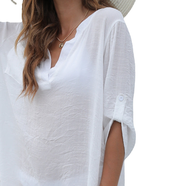 Femme Button-Up Loose-Fit Strand-Beskyttelseskjole Stilla