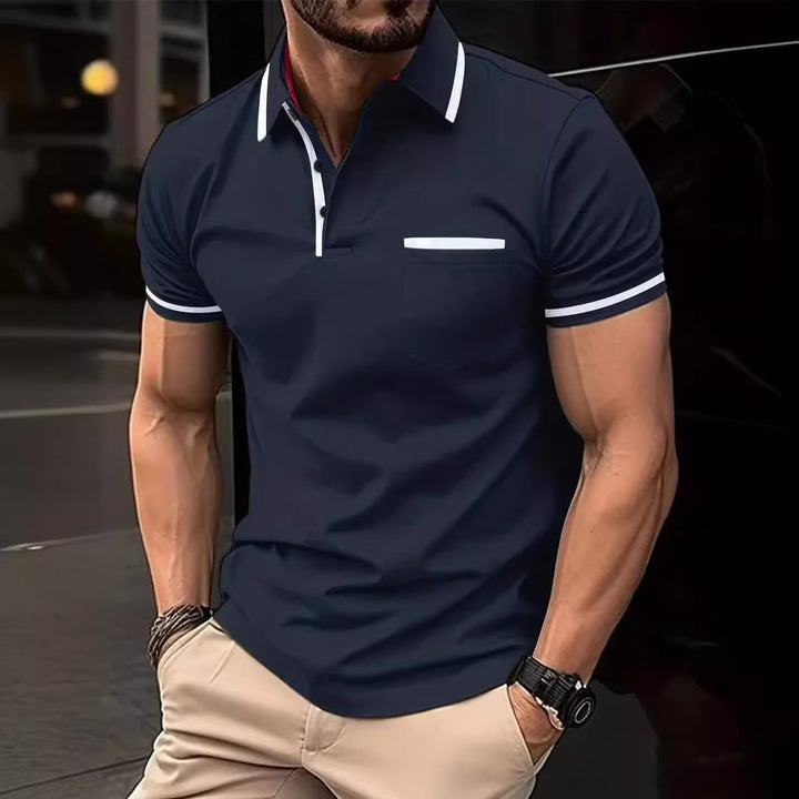 Herre poloshirt med kontrasterende detaljer og praktisk brystlomme Stilla
