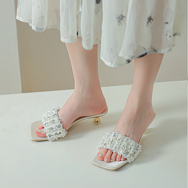 Femme Elegant Dekoreret Slide Sandaler Stilla