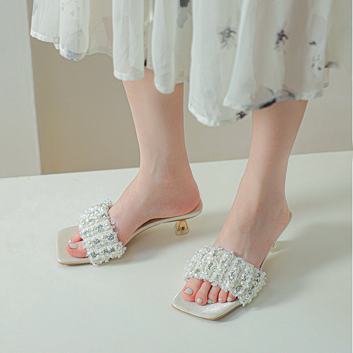 Femme Elegant Dekoreret Slide Sandaler Stilla