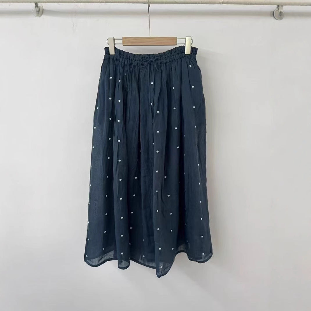 Femme Polka Dot Maxi Skirt med elastisk talje Stilla