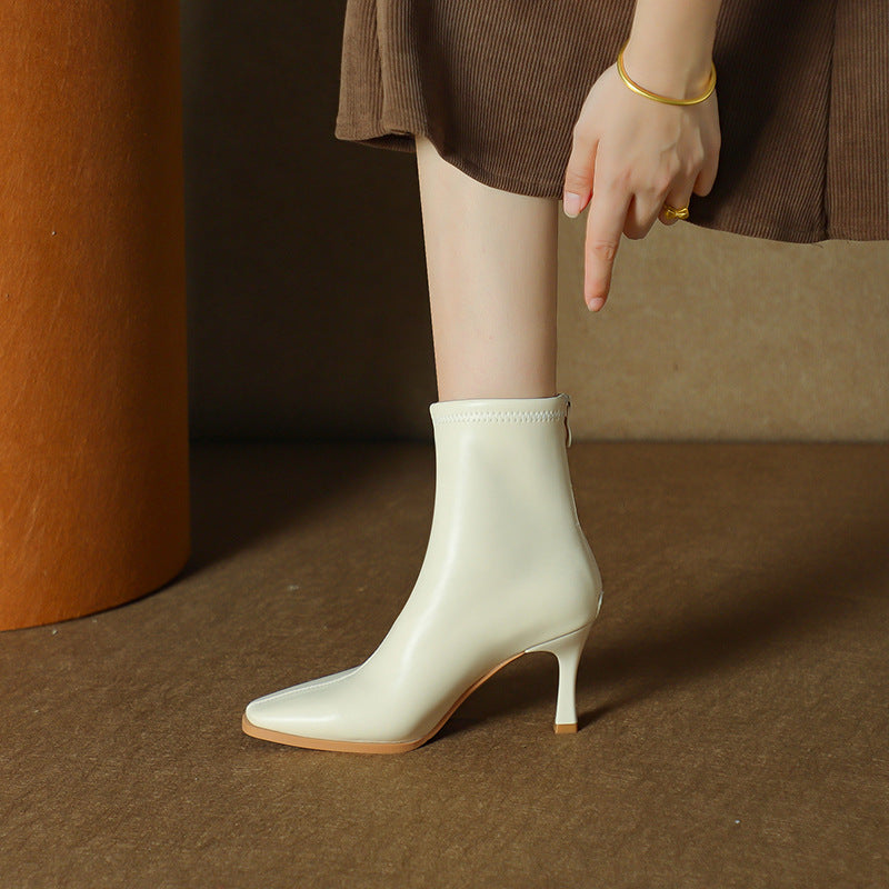 Femme Spids-Tå High-Heel Støvletter med Lynlås Stilla