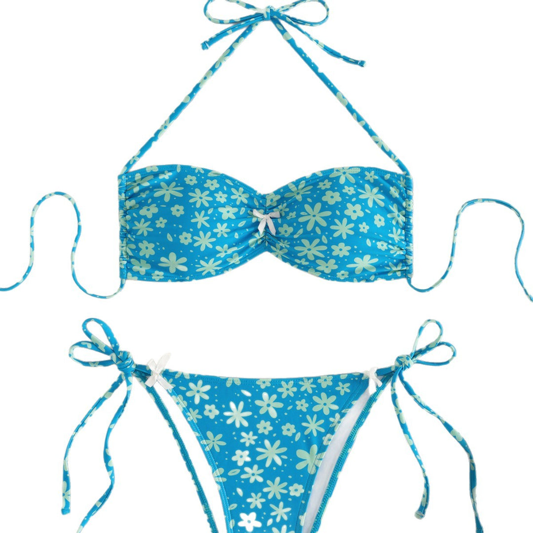 Dame Bandeau-bikini med florale accenter Skovae
