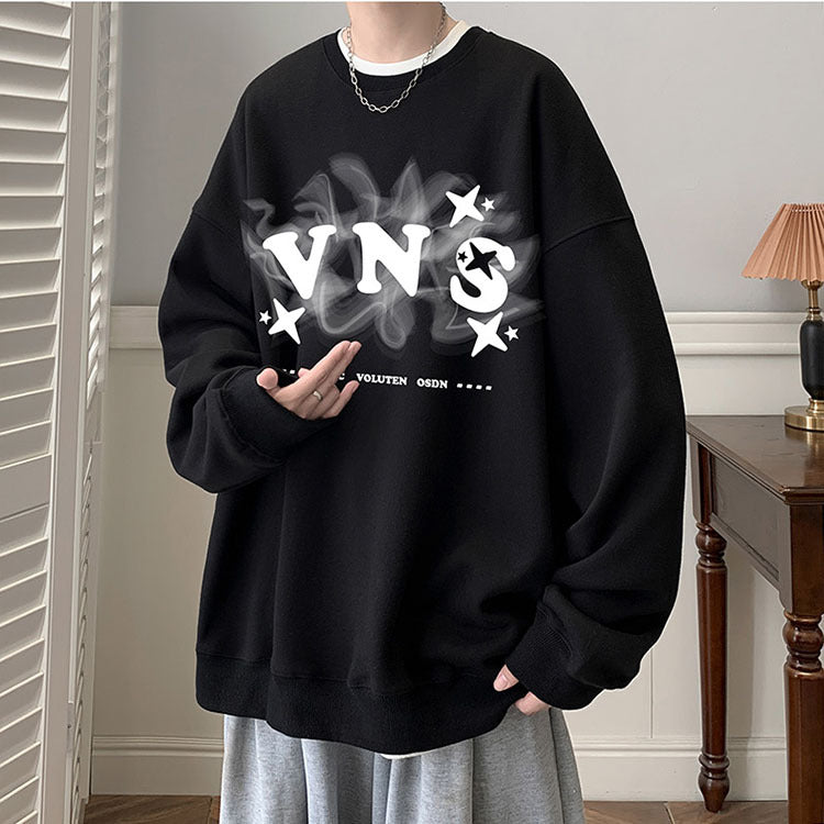 Herrer afslappet oversized sweater med kreativt print og behagelige mansjetter Stilla